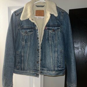 Levi's Blue Denim Sherpa Collar Jacket